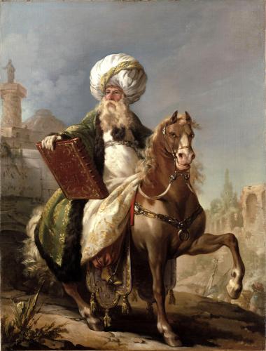 Equestrian portrait of the architect Barthélemy Michel Hazon in the costume of a Turkish Mufti