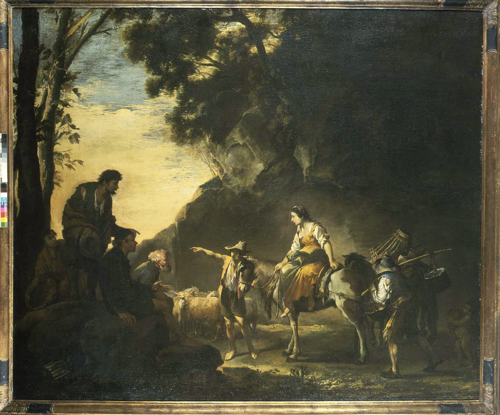 Landscape with travellers asking the way