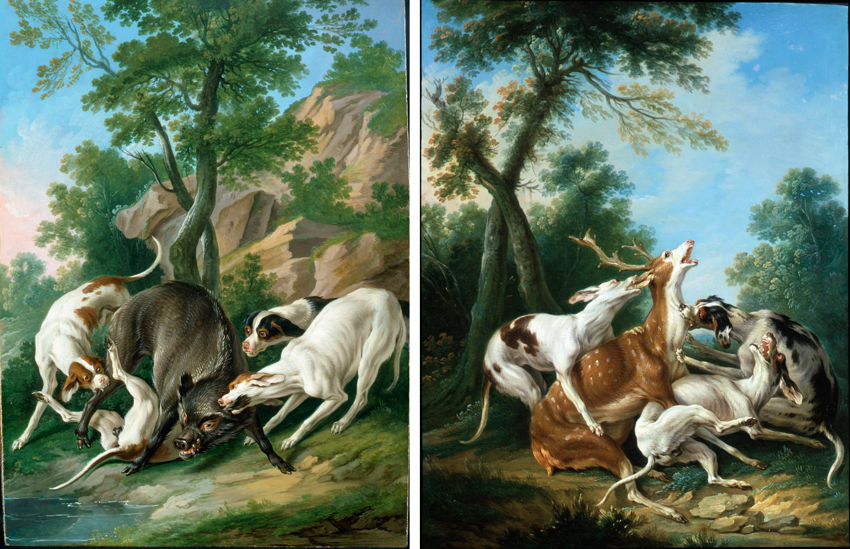 Boar Hunt & Stag  Hunt (Paintings are paired)