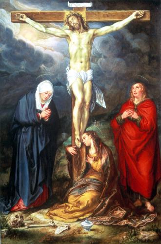 Christ on the Cross with Saints Mary Magdelen, the Virgin and St John the Evangelist