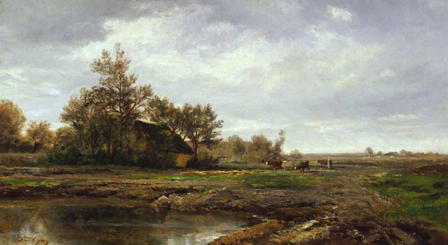 Landscape with a Pond and Cottage