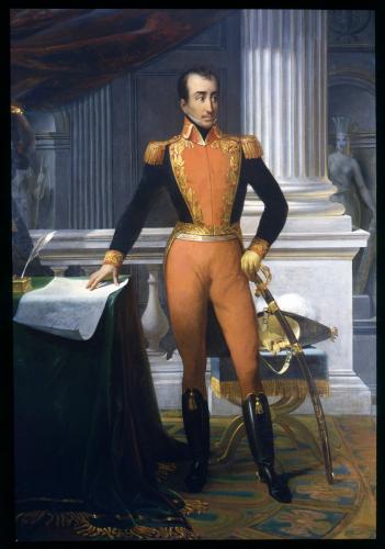 Portrait of Simon Bolivar with the Proclamation of Freedom of Colombia