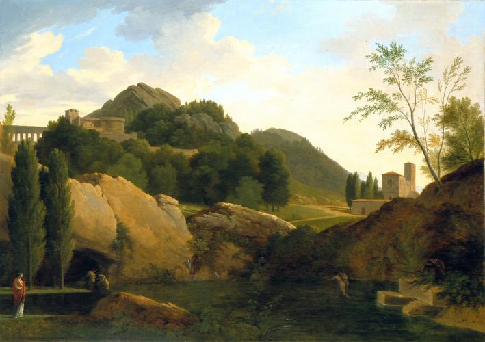 View of Roman Campagna with bathers